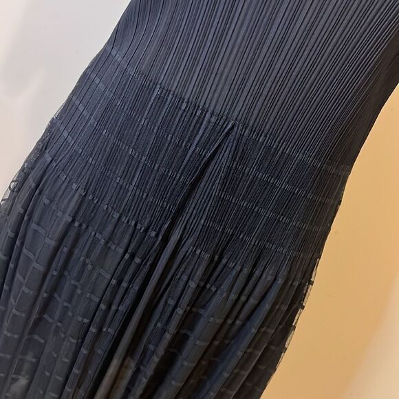 Veeca Black Sheer Crinkle Skirt Dress with Cap Sleeves - Size Small - Picture 5 of 14